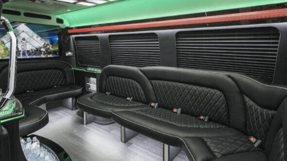Interior of Charter Bus Company Edinburg's 14 Passenger Sprinter Limousine in Edinburg