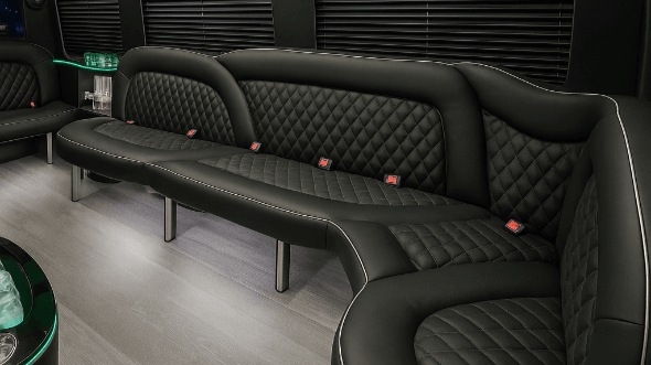 Interior of Charter Bus Company San Angelo's 14 Passenger Sprinter Limousine in San Angelo