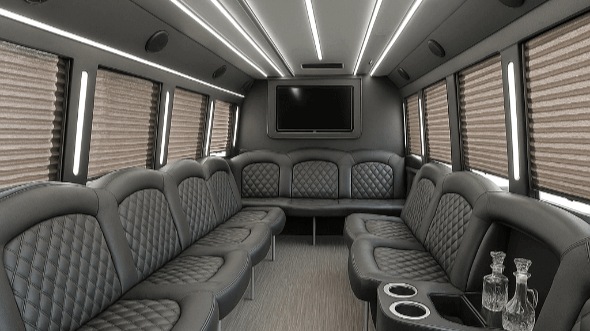 Interior of Charter Bus Company Brownsville's 20 Passenger Party Bus in Brownsville