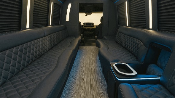 Interior of Charter Bus Company Corpus Christi's 25 Passenger Party Bus in Corpus Christi