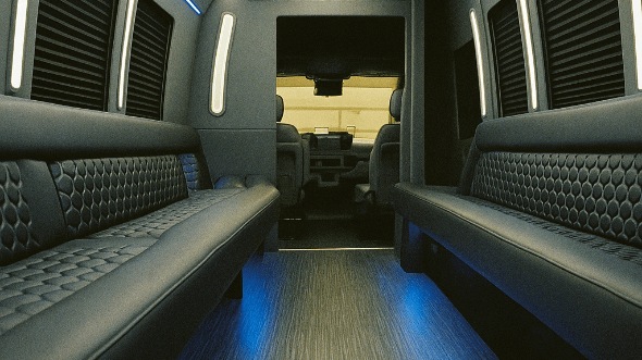 Interior of Charter Bus Company College Station's 40 Passenger Party Bus in College Station