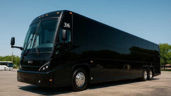 Exterior of Charter Bus Company College Station's 50 Passenger Party Bus in College Station