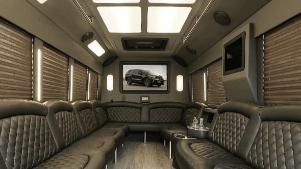 Interior of Charter Bus Company Edinburg's 50 Passenger Party Bus in Edinburg