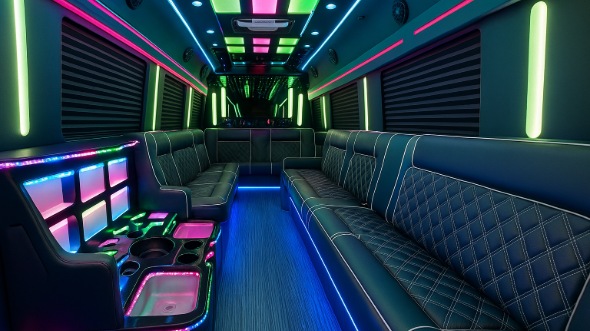 Interior of Laredo Party Bus Company's 50 Passenger Party Bus in Laredo